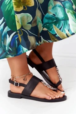 Skórzane Sandały Japonki Big Star HH274705 Czarne