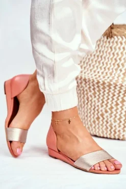 Skórzane Sandały Maciejka 1971-48 Brzoskwiniowe