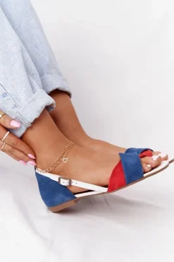 Skórzane Sandały Maciejka 04614-17 Granatowo-Czerwone