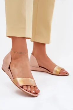 Skórzane Sandały Maciejka 01971-72 Różowe Złoto