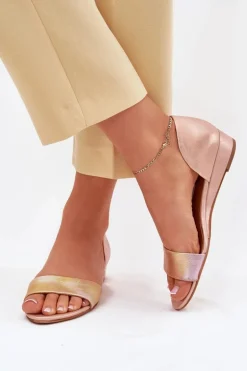 Skórzane Sandały Maciejka 01971-72 Różowe Złoto