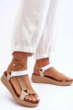 Skórzane Sandały Maciejka L5186-04 Beżowe