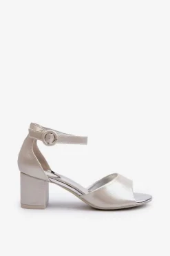 Skórzane Sandały Na Obcasie Vinceza 20100 Srebrne