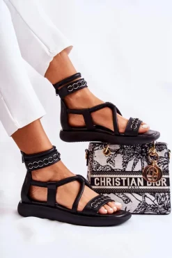 Skórzane Sandały Na Platformie Maciejka 05559-01 Czarne