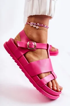 Skórzane Sandały Na Platformie Fuksja Tessy