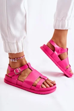 Skórzane Sandały Na Platformie Fuksja Tessy
