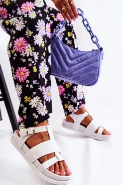 Skórzane Sandały Na Platformie Białe Tessy