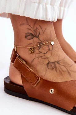 Skórzane Sandały Na Rzep Brązowe Lemar Addison