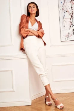 Skórzane Sandały Na Słupku Laura Messi 2136 Złoto Beżowe