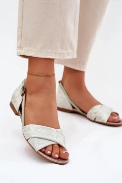 Skórzane Sandały Płaskie Maciejka 04614-46 Miętowe