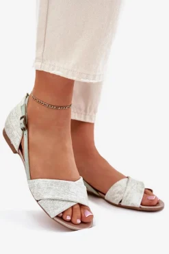 Skórzane Sandały Płaskie Maciejka 04614-46 Miętowe