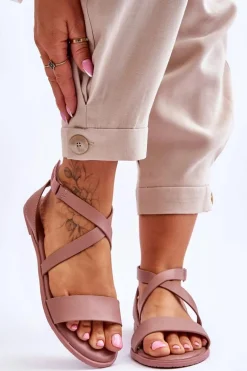 Skórzane Sandały Za Kostkę Big Star LL274A163 Nude