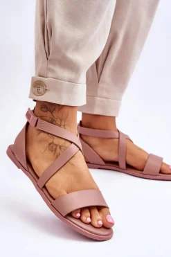 Skórzane Sandały Za Kostkę Big Star LL274A163 Nude