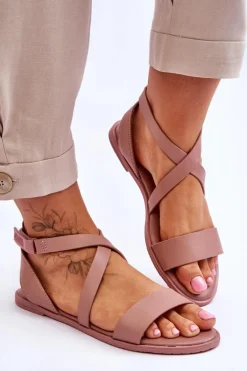 Skórzane Sandały Za Kostkę Big Star LL274A163 Nude