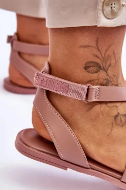 Skórzane Sandały Za Kostkę Big Star LL274A163 Nude