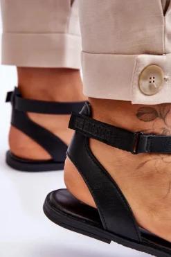 Skórzane Sandały Za Kostkę Big Star LL274A162 Czarne