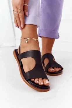 Skórzane Sandały Ze Ściągaczem Big Star HH274715 Czarne