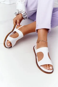 Skórzane Sandały Ze Ściągaczem Big Star HH274717 Białe