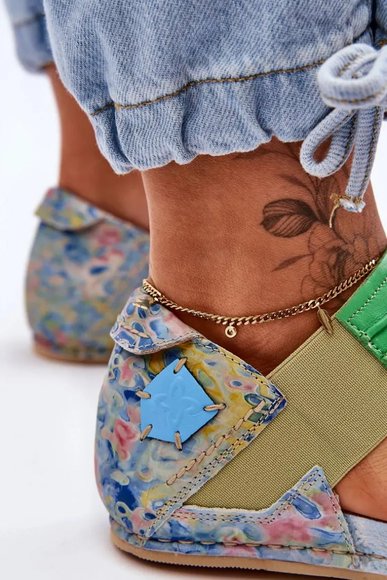 Skórzane Sandały Ze Ściągaczem Maciejka 03375-34 Niebieskie