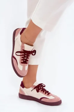 Skórzane Sneakersy Damskie Zazoo N1202 Różowe