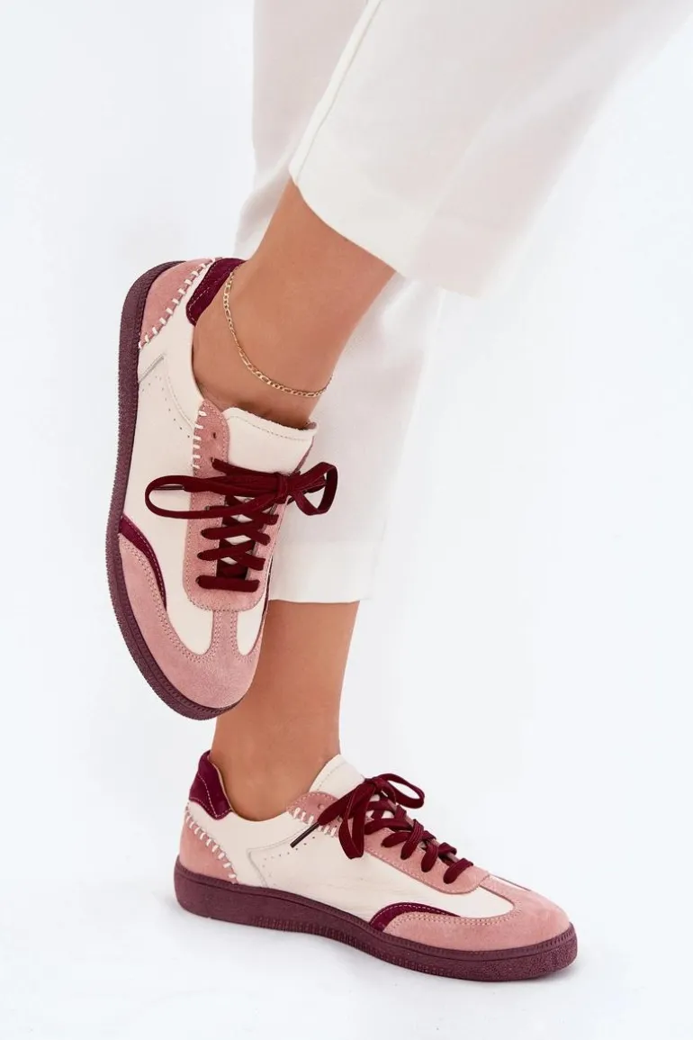 Skórzane Sneakersy Damskie Zazoo N1202 Różowe