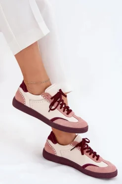 Skórzane Sneakersy Damskie Zazoo N1202 Różowe