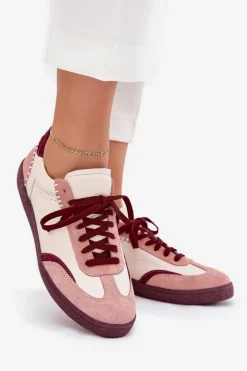 Skórzane Sneakersy Damskie Zazoo N1202 Różowe