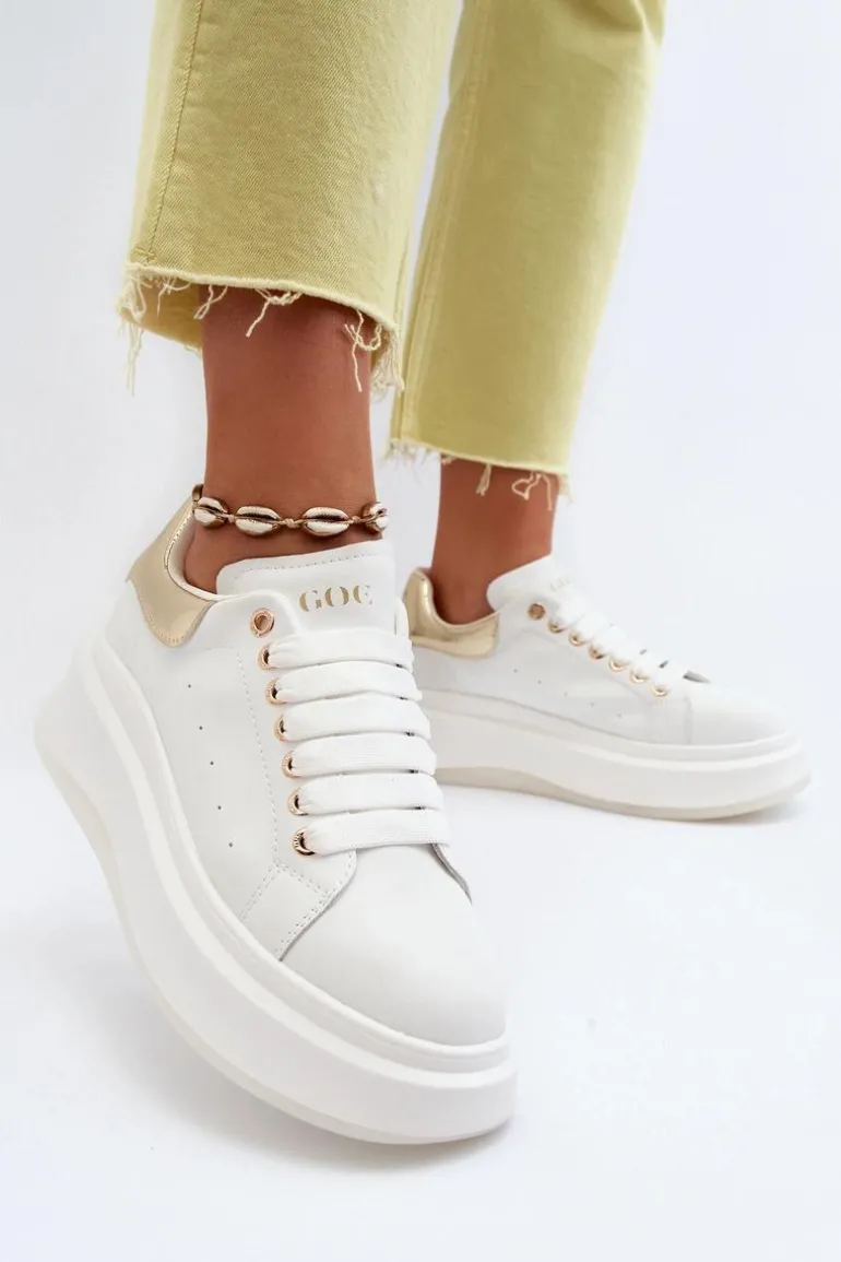 Skórzane Sneakersy Damskie GOE NN2N4031 Białe