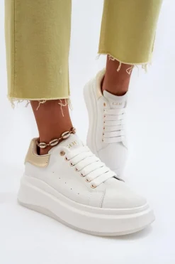 Skórzane Sneakersy Damskie GOE NN2N4031 Białe