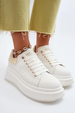 Skórzane Sneakersy Damskie GOE NN2N4031 Białe