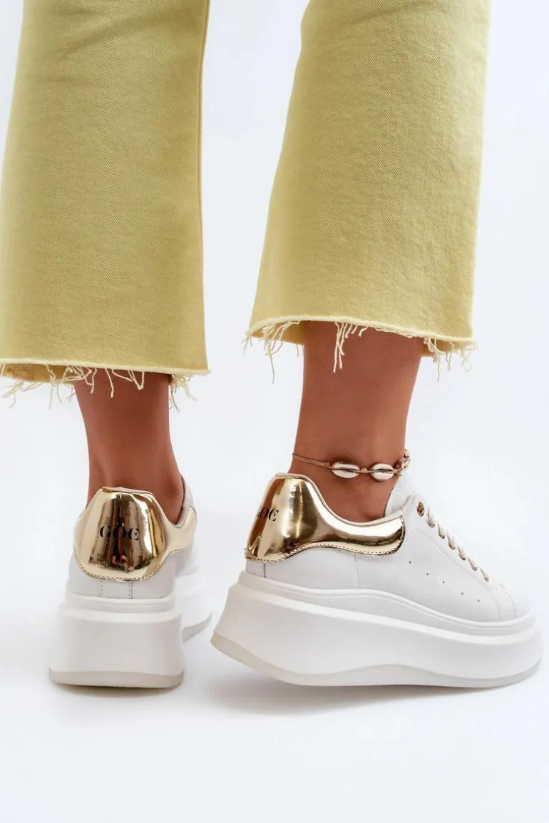 Skórzane Sneakersy Damskie GOE NN2N4031 Białe