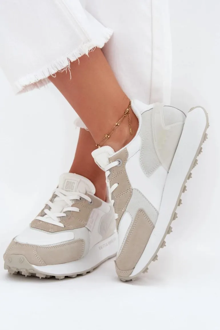 Skórzane Sneakersy Damskie Big Star OO274563 Hi-Poly System Białe