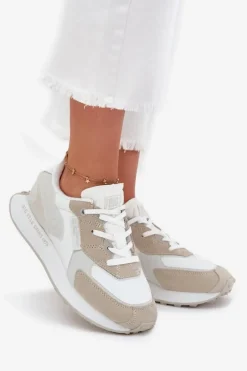 Skórzane Sneakersy Damskie Big Star OO274563 Hi-Poly System Białe