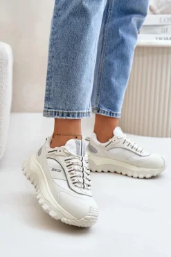 Skórzane Sneakersy Damskie Na Platformie Big Star OO274A221 HI-POLY SYSTEM Białe