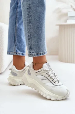 Skórzane Sneakersy Damskie Na Platformie Big Star OO274A221 HI-POLY SYSTEM Białe