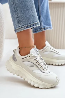 Skórzane Sneakersy Damskie Na Platformie Big Star OO274A221 HI-POLY SYSTEM Białe