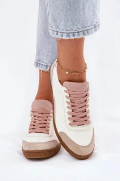 Skórzane Sneakersy Damskie Zazoo N1220 Białe