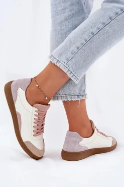 Skórzane Sneakersy Damskie Zazoo N1220 Białe