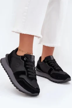 Skórzane Sneakersy Damskie Big Star OO274529 HI-POLY SYSTEM Czarne