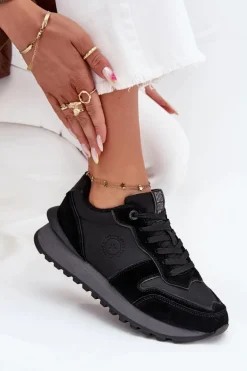 Skórzane Sneakersy Damskie Big Star OO274529 HI-POLY SYSTEM Czarne