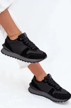 Skórzane Sneakersy Damskie Big Star OO274529 HI-POLY SYSTEM Czarne