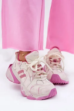 Skórzane Sneakersy Damskie GOE RR2N4038 Różowe