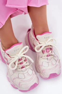 Skórzane Sneakersy Damskie GOE RR2N4038 Różowe