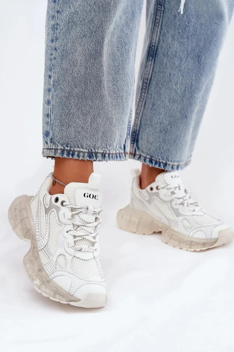 Skórzane Sneakersy Damskie GOE RR2N4083 Beżowe