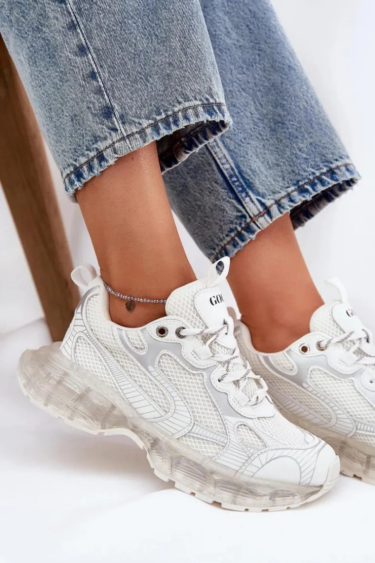 Skórzane Sneakersy Damskie GOE RR2N4083 Beżowe