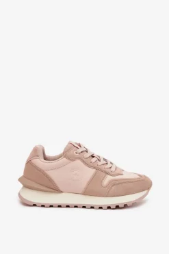 Skórzane Sneakersy Damskie Big Star OO274521 HI-POLY SYSTEM Nude