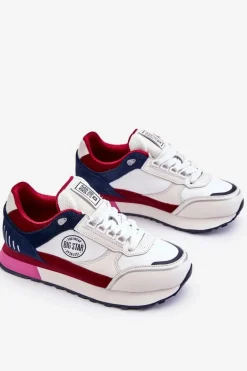 Skórzane Sneakersy Memory Foam System Big Star LL274369 Biało-Czerwone