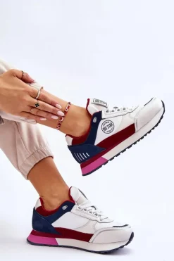 Skórzane Sneakersy Memory Foam System Big Star LL274369 Biało-Czerwone