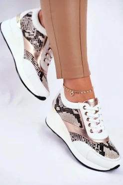 Skórzane Sneakersy Na Koturnie GOE GG2N3045 Białe