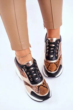 Skórzane Sneakersy Na Koturnie GOE GG2N3044 Czarne